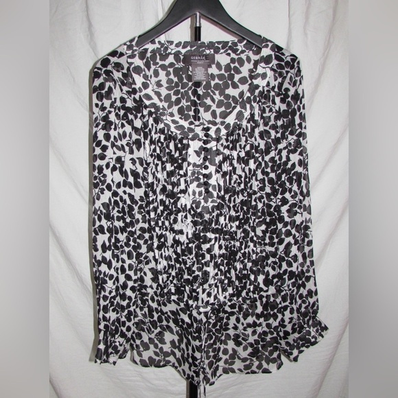 George Tops - George Monochrome Leaf Print Blouse
